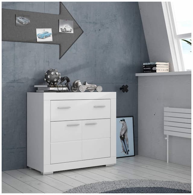 Kommode SNOW Anrichte mit 2 Türen, 1 Schublade, Weiß matt, von Forte