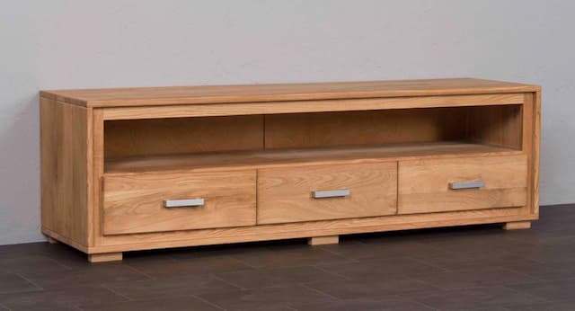 TV Lowboard Basel 3 Schubläden - Wildeiche Massivholz geölt/gewachst