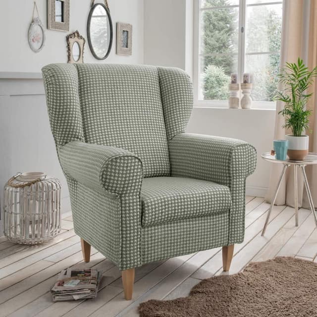 Polstersessel Ohrensessel AVERSA Stoff Talento Olivgrün