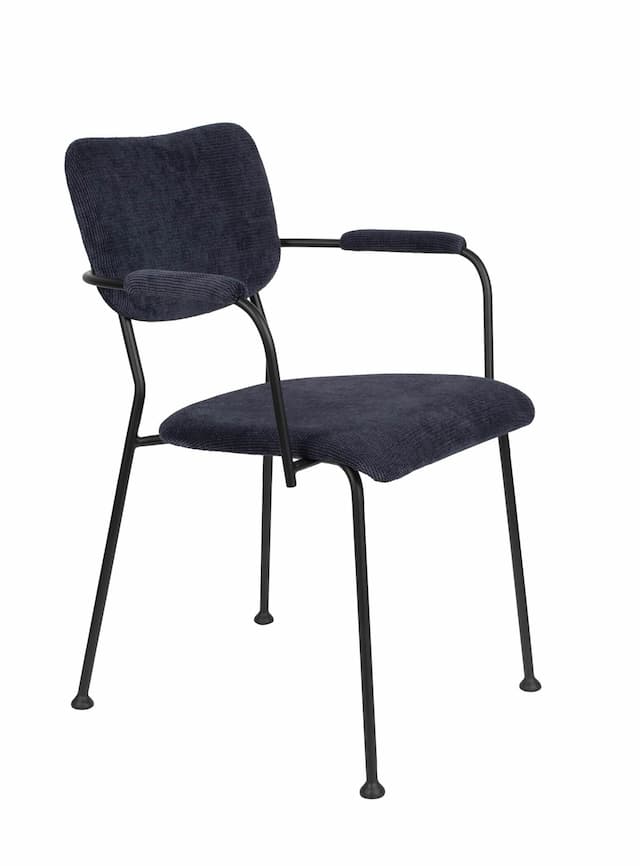 ZUIVER Armlehnstuhl BENSON DARK BLUE mit trendigen Cordstoff