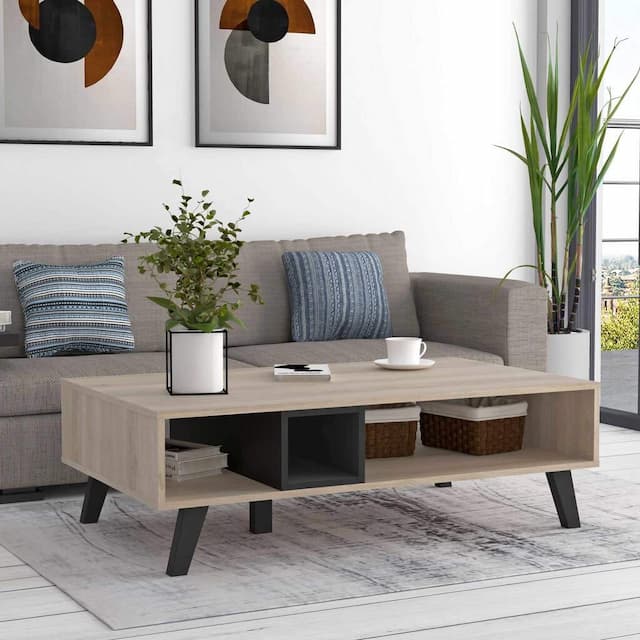 Couchtisch CAREA 110 x 65 cm Comano Pflaume Optik / Schwarz von Forte