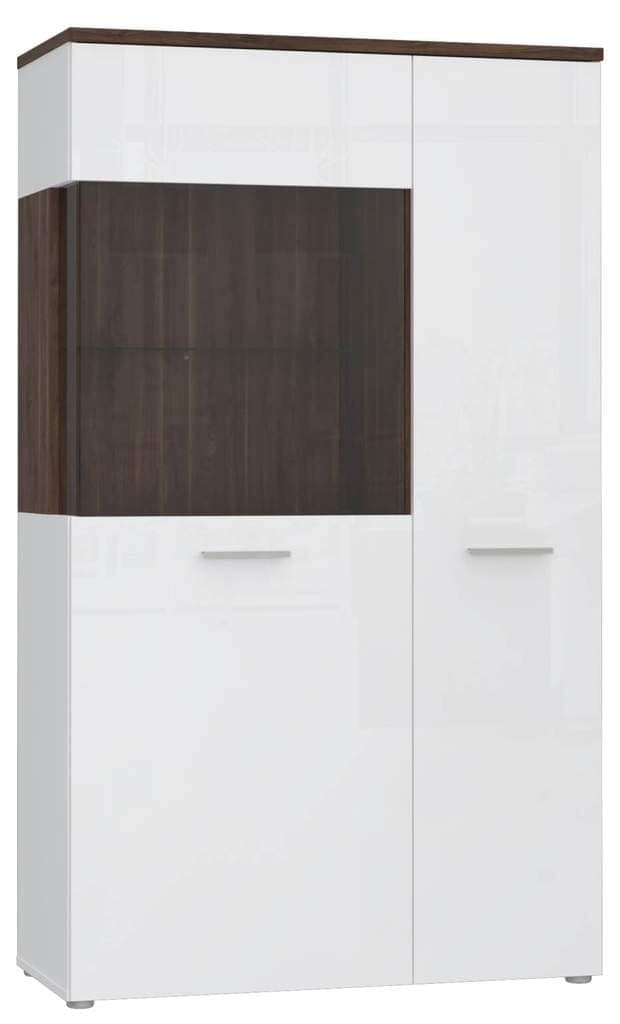 Highboard Vitrine RAIDON Optik: Weiß Walnuss Front Highgloss von Forte