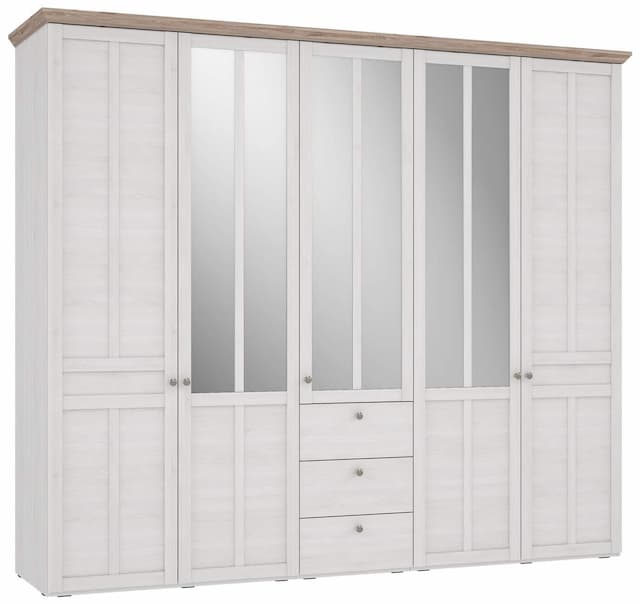 Kleiderschrank ILOPPA 5 Türen 3 Schubladen Optik: Schneeeiche, Forte