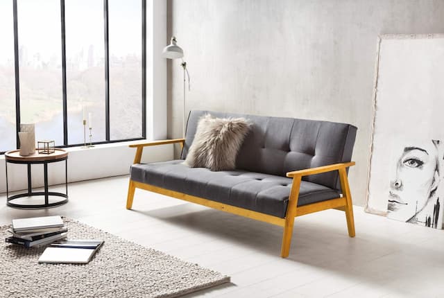 SalesFever Schlafsofa 190x85x81 cm dunkelgrau Webstoff