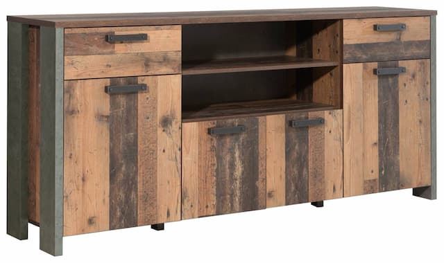 Sideboard Kommode CLIF 4 Türen 2 Schubladen Optik: Old Wood Vintage