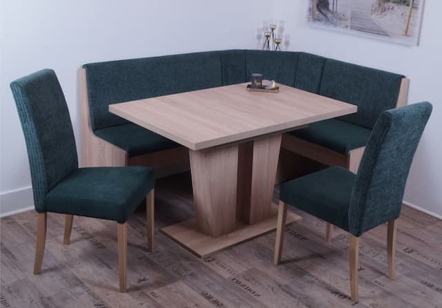 Eckbank Eckbankgruppe DUISBURG Säulentisch Sonoma Cordstoff Waldgrün