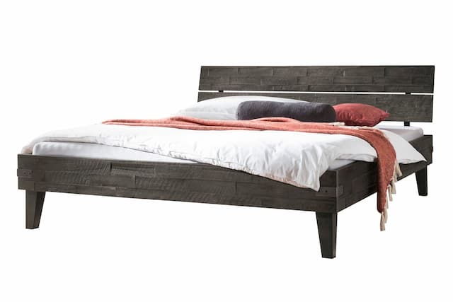 Hasena Massivholzbett ALOA 200x200 cm Vintage Grau Höhe Fuß 20 cm