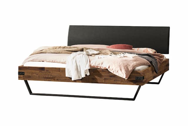 Hasena Massivholzbett LECONA 180x200 cm Akazie Brown Kufe 25 cm