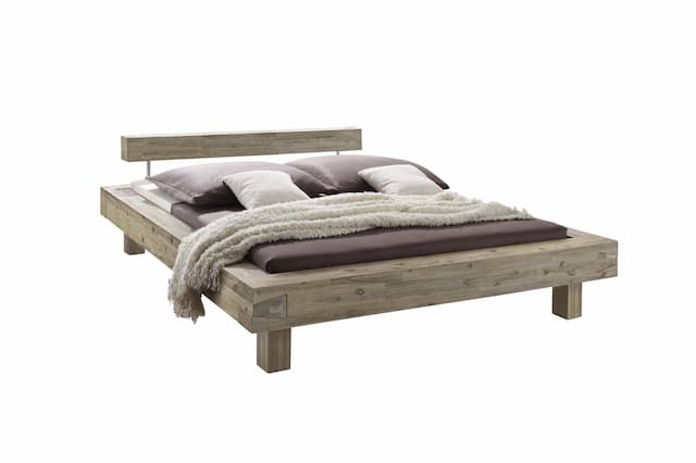 Hasena Balkenbett CASERTA 180x200 cm Akazie natur Höhe Fuß 20 cm