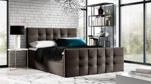 Boxspringbett Schlafzimmerbett OVIEDO LUX 180x220cm Stoff Faro Braun