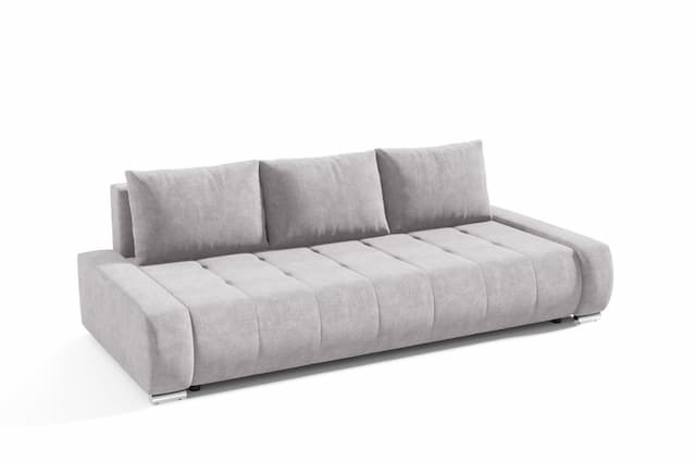 Sofa 3-Sitzer mit Schlaffunktion VOGAR Stoff Aston Silbergrau