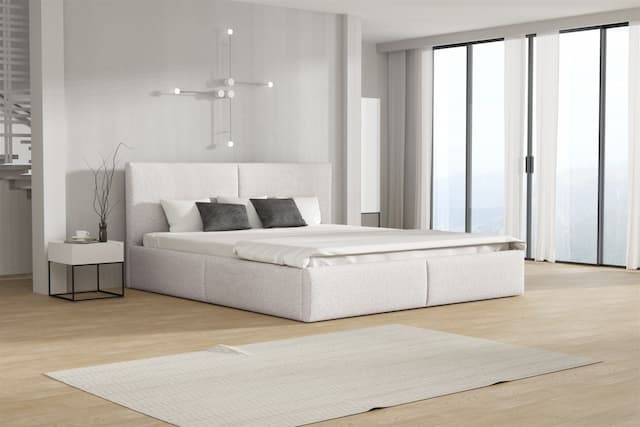 Polsterbett Doppelbett BERGEN 120x200cm Stoff Freya Weiß