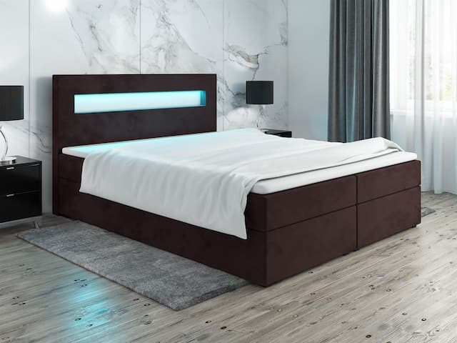 Boxspringbett Schlafzimmerbett PAROZO 200x200cm Stoff Dunkelbraun inkl.Bettka...