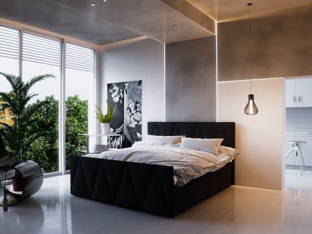 Boxspringbett Bett HUGO -Variante C- 140x200cm Schwarz inkl.Bettkasten