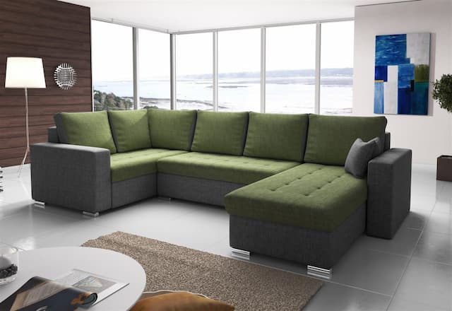 Couchgarnitur FANO mit Schlaffunktion Otto..Rechts Dunkelgrau/Olivgrün