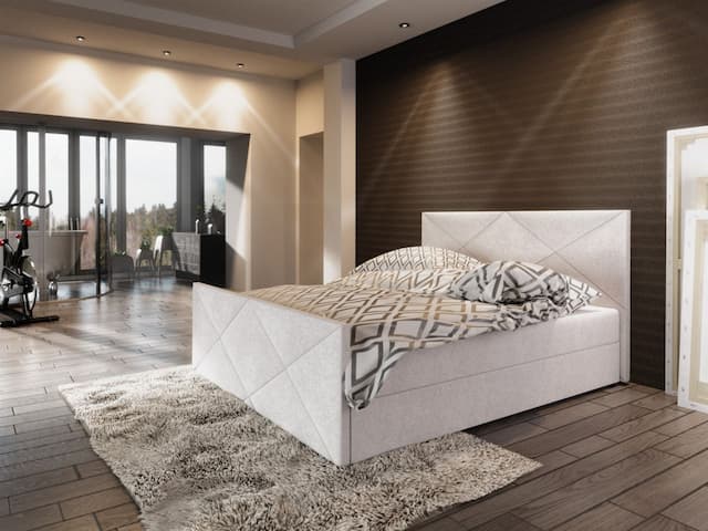 Boxspringbett Bett HUGO -Variante D- 160x200cm Beige inkl.Bettkasten