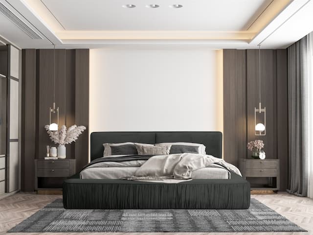 Polsterbett Doppelbett LEXIE 140x200cm Komplettset in Stoff Riviera Anthrazit