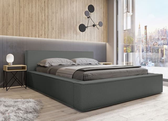 Polsterbett Doppelbett OMAHA 180x200cm in Stoff Now or Never Anthrazit