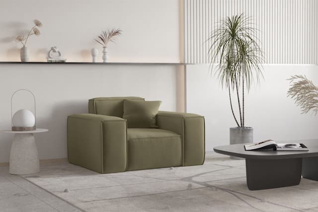 Sessel Designersessel CELES PREMIUM in Stoff Opera Velvet Olivgrün