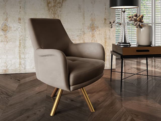 Sessel Drehsessel VALERIE in Stoff Stoff Elisa Velvet Cappuccino