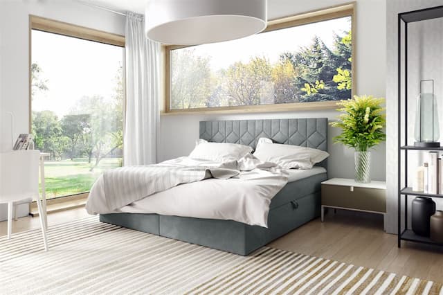 Boxspringbett Schlafzimmerbett 200x200cm LAZARO Nr.5 Grau inkl. Bettkasten