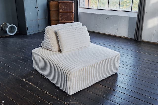 KAWOLA Hocker WIOLO SOFT Polsterhocker mit Rückenschlafzimmer,bettwaren,kissen Weicher Breitcord cremeweiß