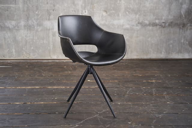 KAWOLA Stuhl ZAJA Esszimmerstuhl Kunstleder drehbar Vintage schwarz