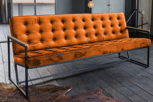 KAWOLA Sofa ARLY Polsterbank Bezug Velvet cognac