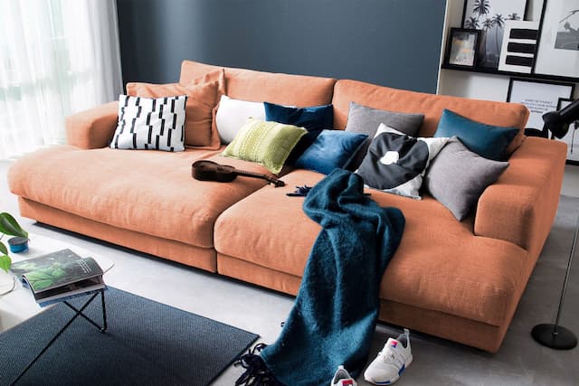 KAWOLA Big Sofa MADELINE Stoff cognac